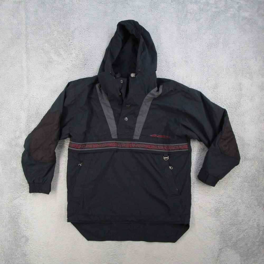 ONeill Sno Gear Mens Medium Black Anorak Hooded Pullover Ski Jacket Vintage